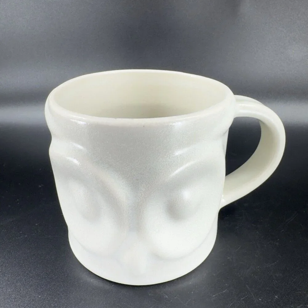 Pottery Barn Stoneware Pottery OWL Coffee Mug Cup Shaped Whimsical Bird Mug‎